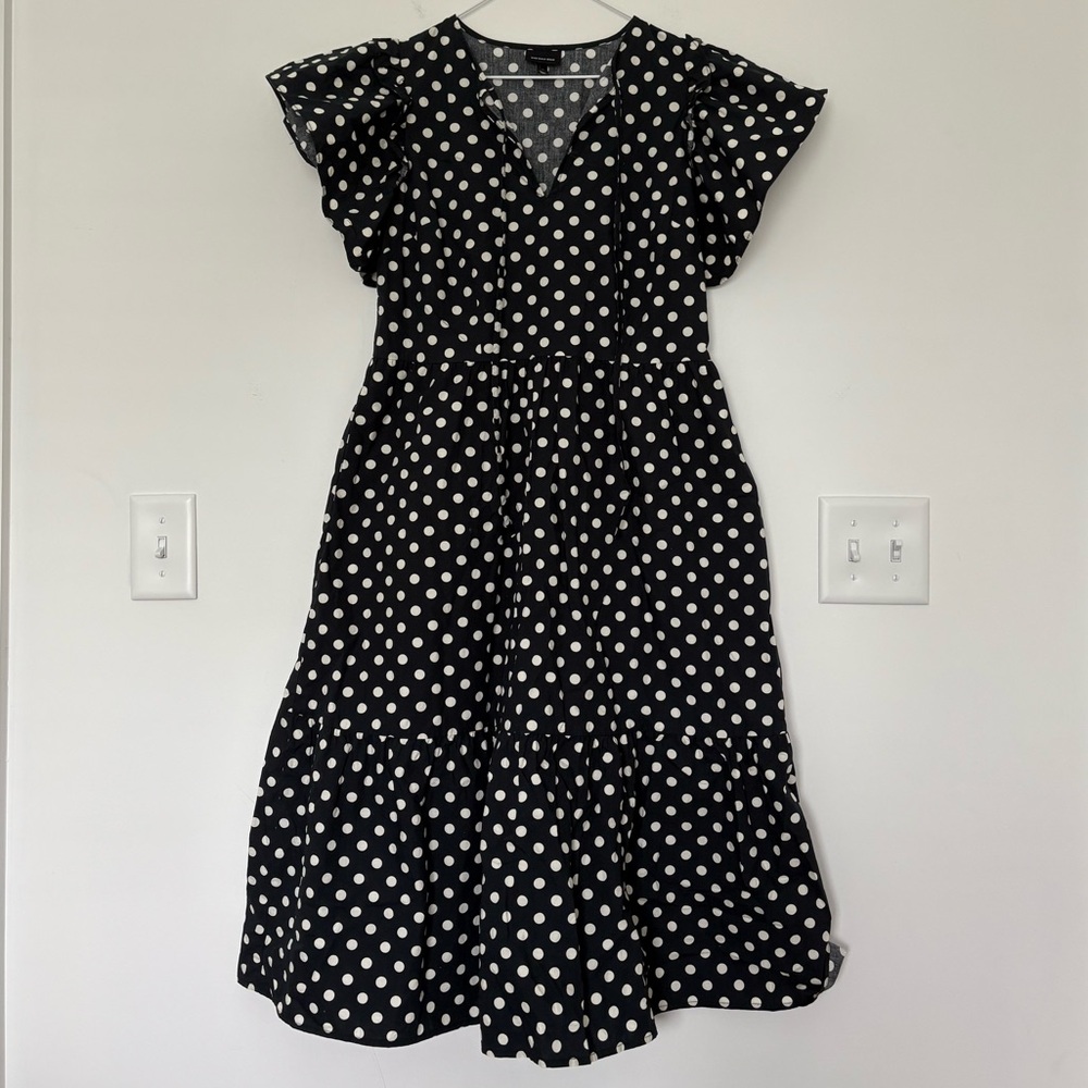 Who What Wear Black and White Polka Dot Dress
